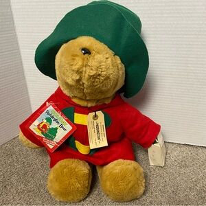 Vintage 1996 Sears Christmas Holiday Paddington Bear‎ Plush, W/ Tag & Ornament